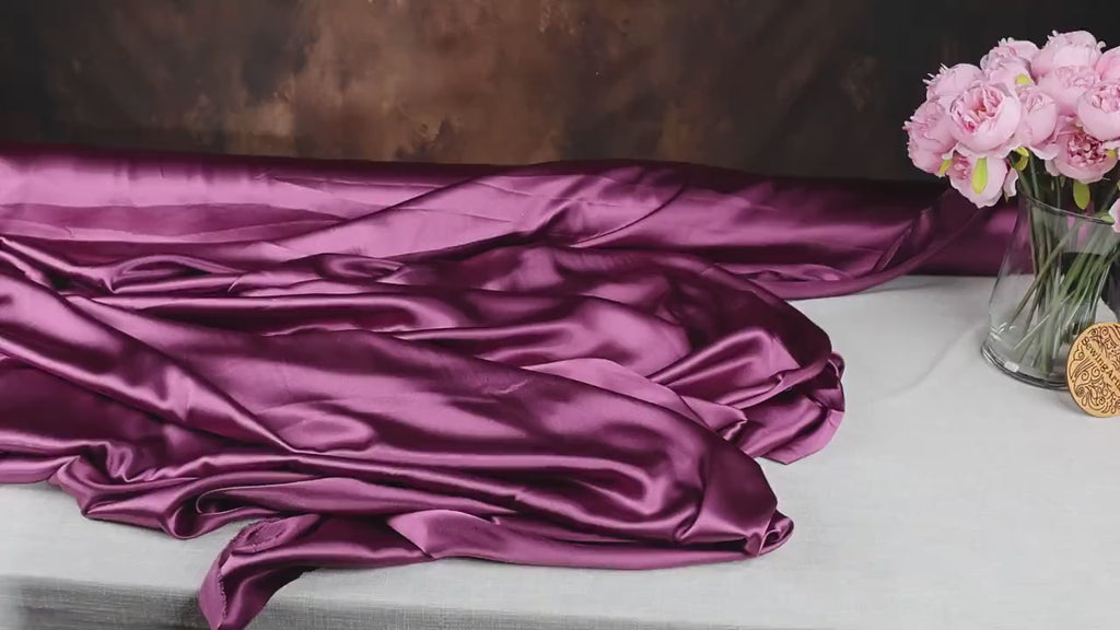 Berry Charmeuse Satin Fabric: Deep Pink Polyester, 58/60" Wide