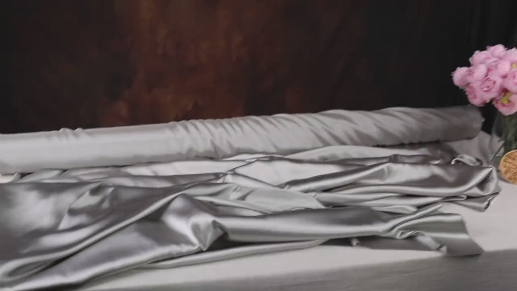 Platinum Gray Charmeuse Satin Fabric: Bridal, Prom & Costume Sewing - By The Yard