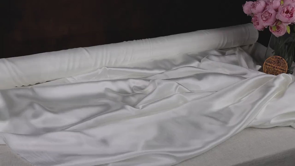 Off White Charmeuse Satin Fabric: Bridal Gowns, Draping - 60" Wide