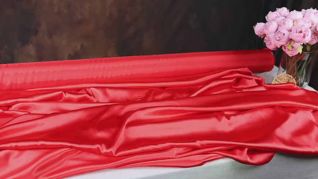 Tomato Lush Charmeuse Satin Fabric: Bridal Gown & Costume Material