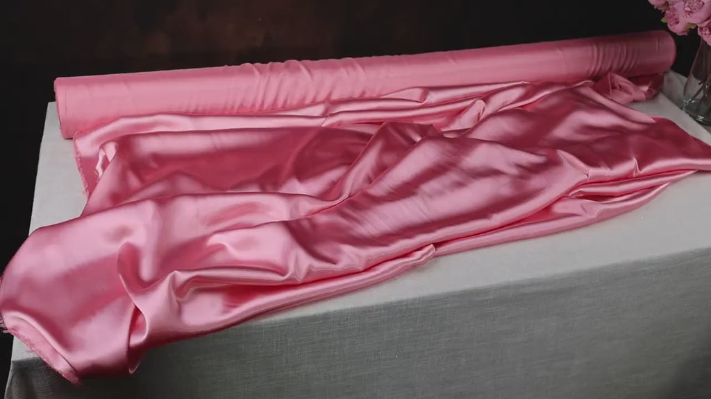 Blush Rose Charmeuse Satin Fabric: 100% Polyester, 58/60" Wide