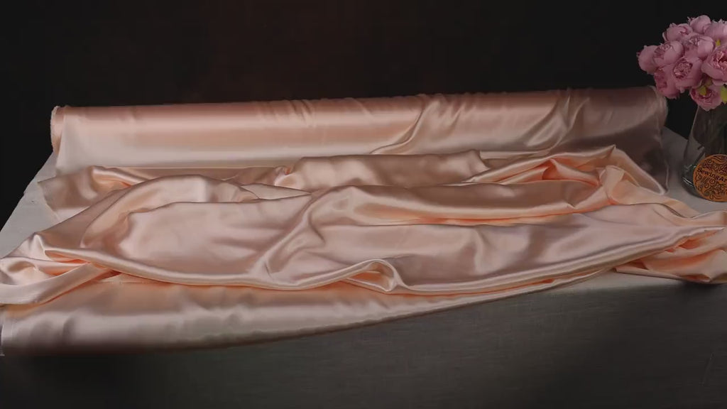 Light Peach Charmeuse Satin Fabric: Bridal Gowns, Costumes - By The Yard