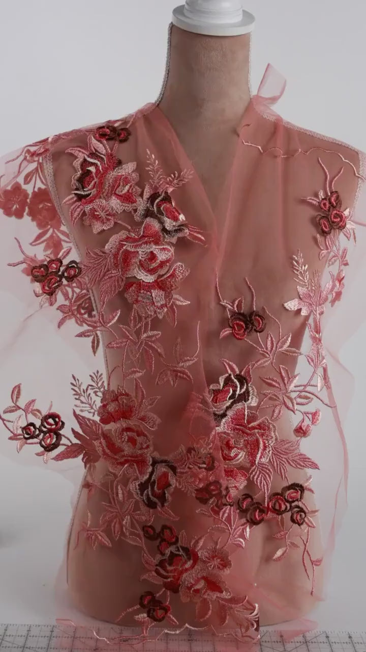 Light Pink Lace Applique Pairs, Delicate Floral Embroidery – 3 Styles