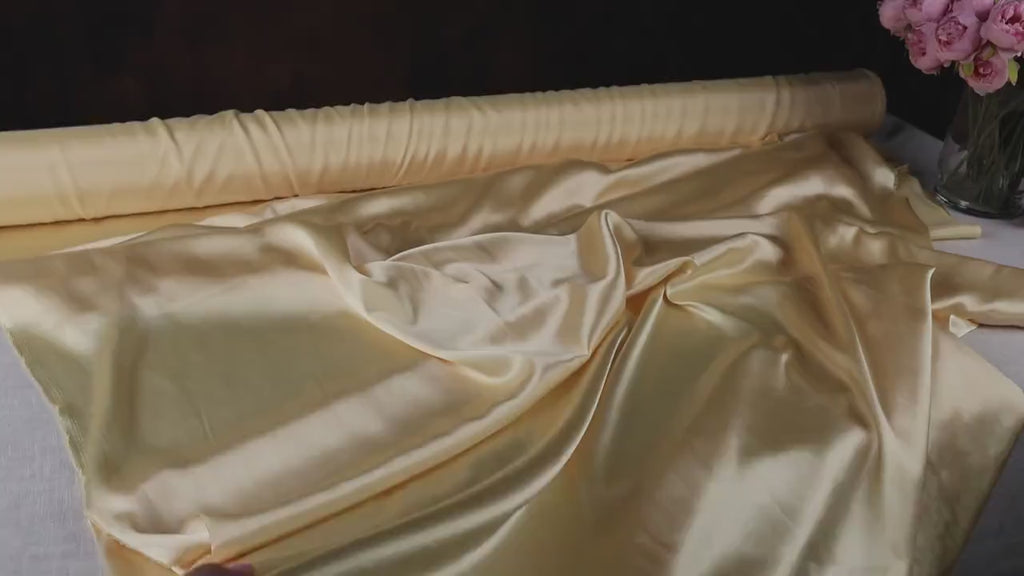 Banana Yellow Charmeuse Satin Fabric: Soft Polyester Material by the Yard