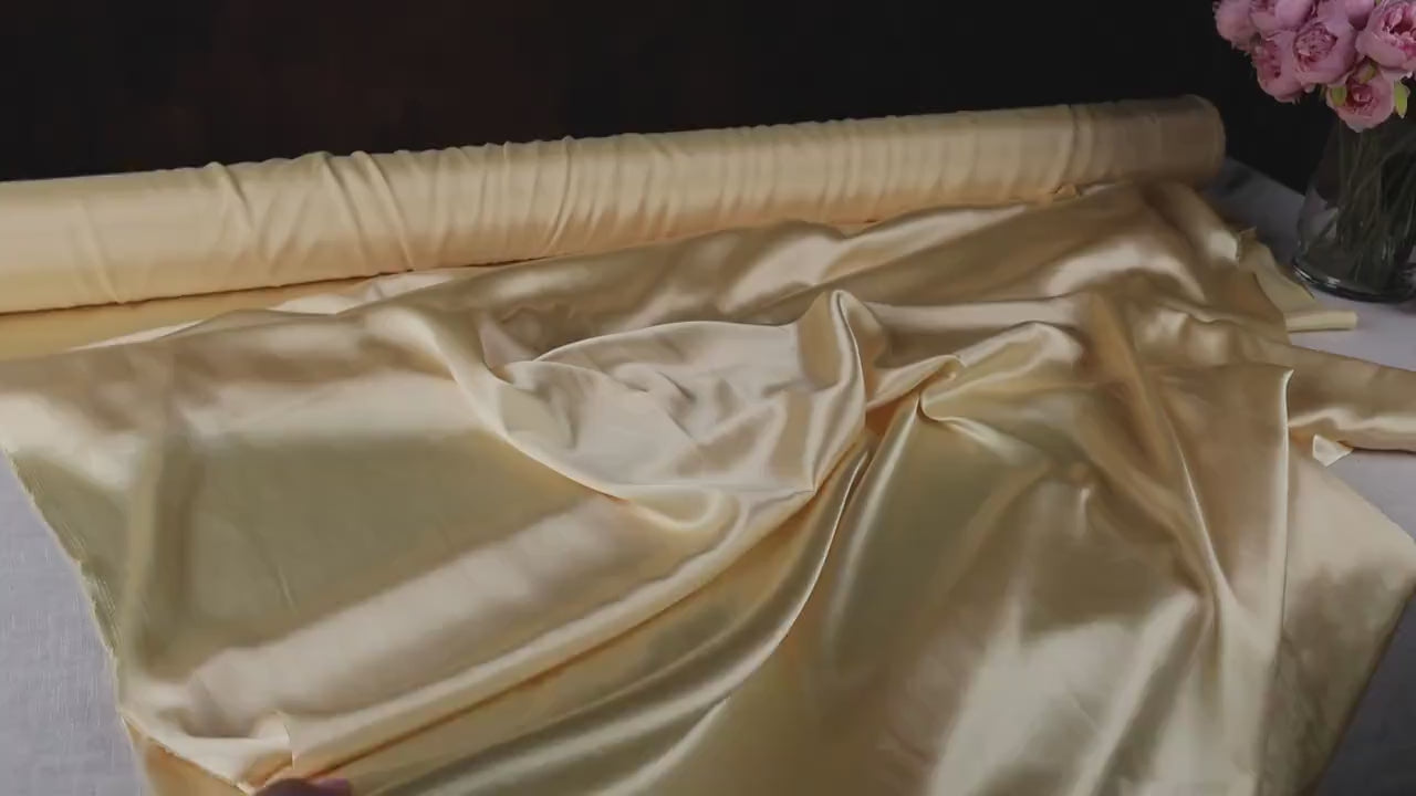 Banana Yellow Charmeuse Satin Fabric: Soft Polyester Material by the Yard