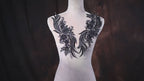 Black Matching Mesh Lace Appliques, 3D Floral Embroidery Pairs for Couture Sewing