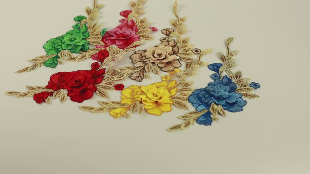 Colorful Flower Lace Applique, Water Soluble Lace for Dresses & DIY Sewing