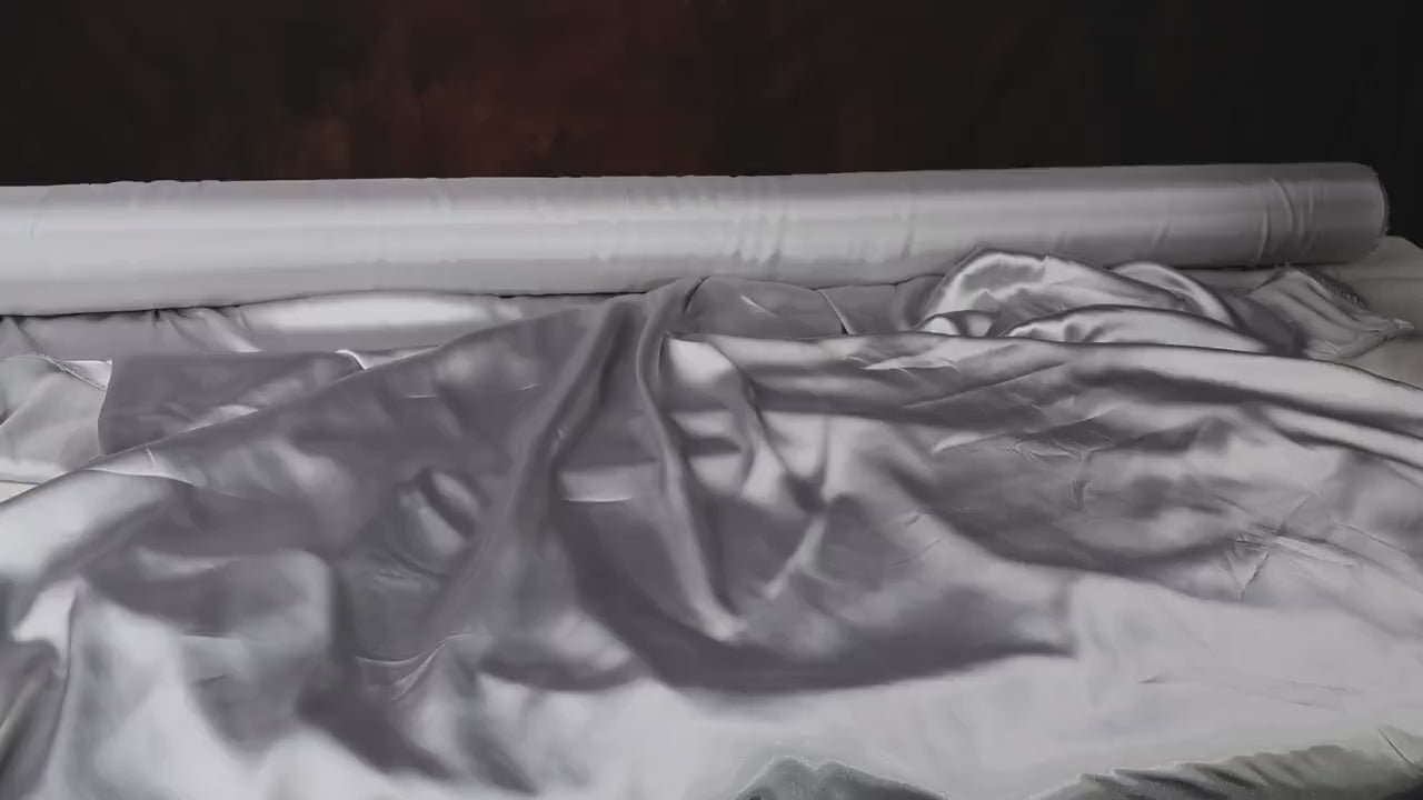 Silver Charmeuse Satin Fabric: Bridal Gowns, Prom Dresses - By The Yard