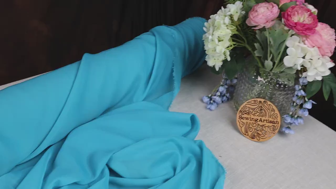 Turquoise Polyester Chiffon Fabric: Soft Matte Drape, By The Yard