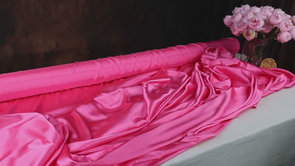 Hot Pink Charmeuse Satin Fabric: Bridal, Prom & Costume Sewing - 60" Wide