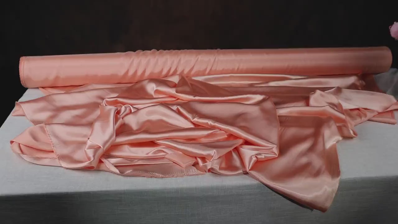 Peach Charmeuse Satin Fabric: Bridal Gowns, Costumes, Draping - By The Yard