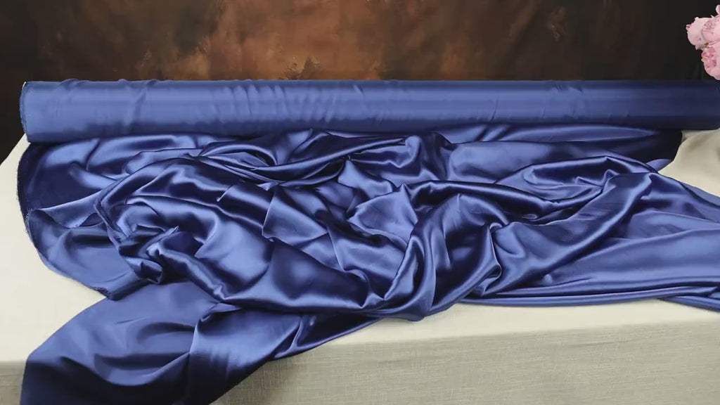 Royal Blue Charmeuse Satin Fabric: Polyester for Gowns & Decor