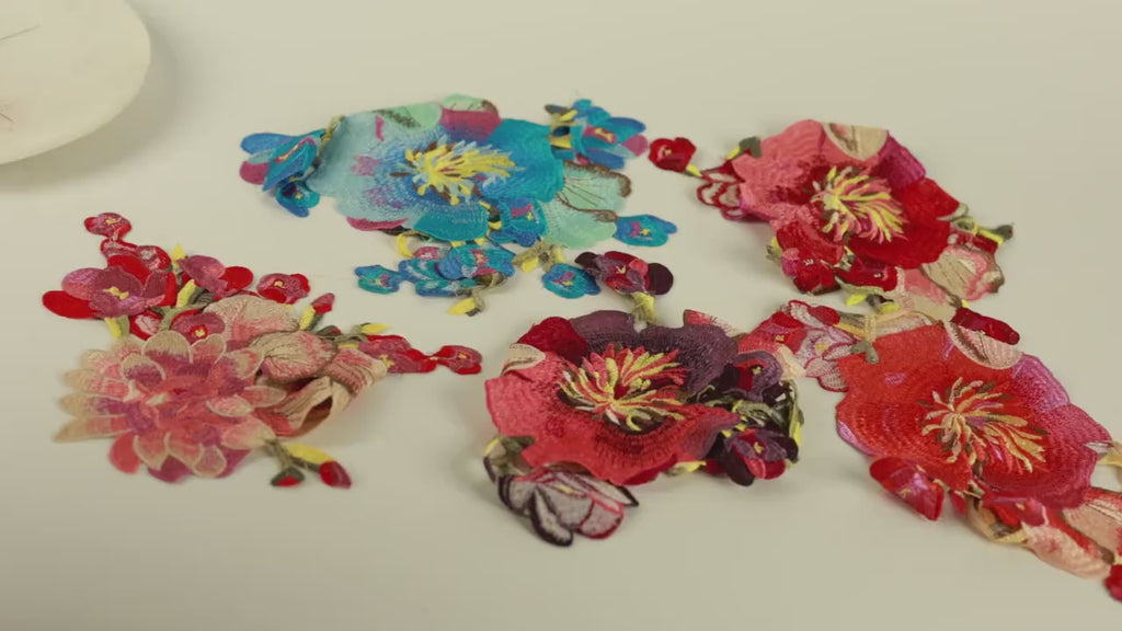Large Floral Water Soluble Lace Applique, Oversized Embroidered Branch for Dresses