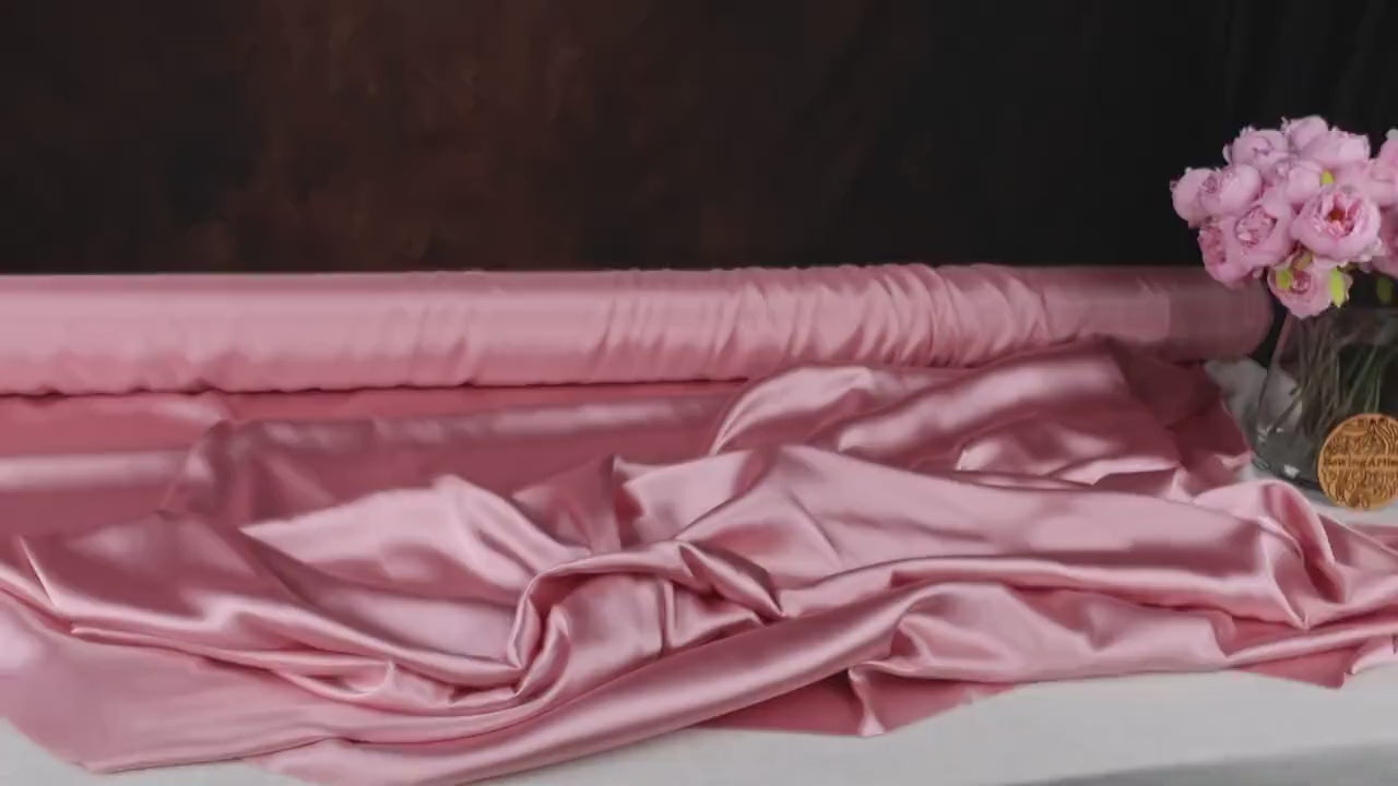 Dark Rose Charmeuse Satin Fabric: Bridal, Gown & Costume Fabric by Yard