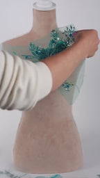 Aqua Blue & Turquoise Botanical Lace Appliques, 3D Floral Designs – 6 Styles