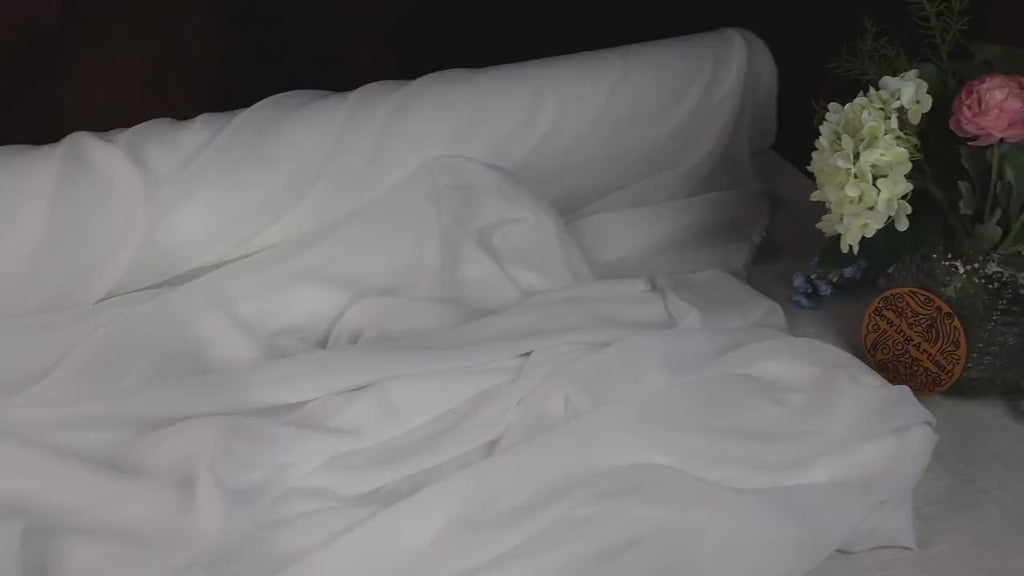 Ivory Polyester Chiffon Fabric: Soft Matte Drape, Bridal & Decor By The Yard