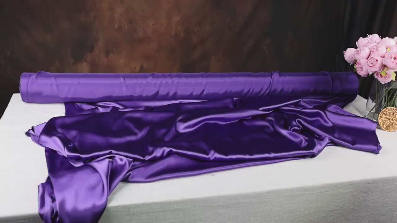Purple Charmeuse Satin Fabric: Bridal Gowns, Costumes, Draping - By The Yard