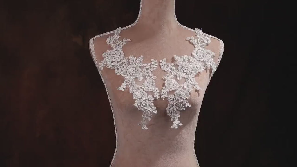 Ivory Bridal Lace Applique Pairs for Wedding & Prom Dresses – 6 Styles
