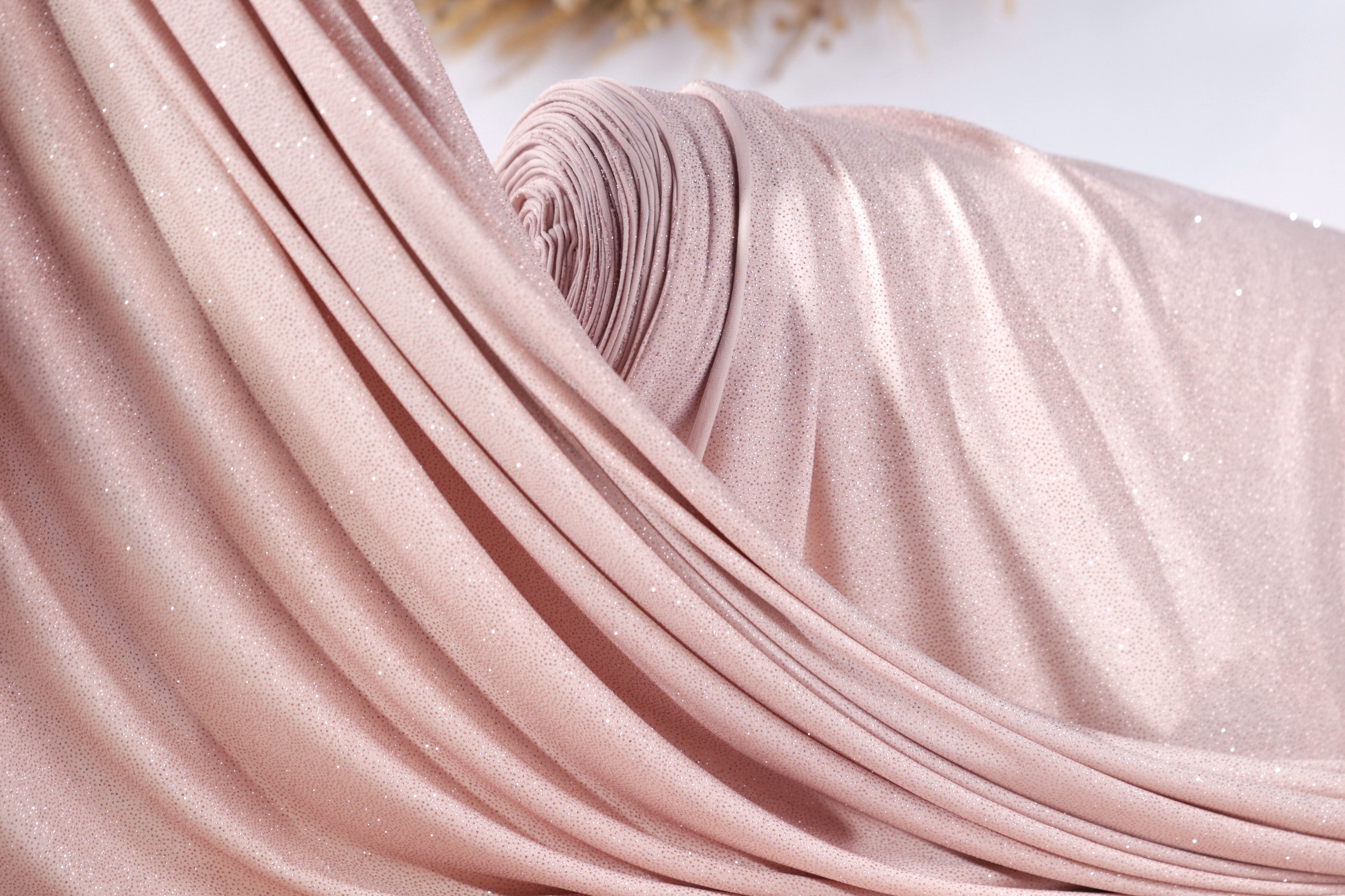 Beige-Nude Glitter Knit Fabric, 4-Way Stretch Dancewear Costume Fashion